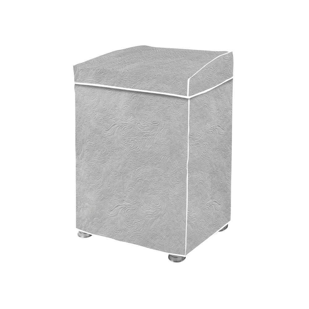 Capa Para Máquina De Lavar P Flanelada Cinza Com Tampa