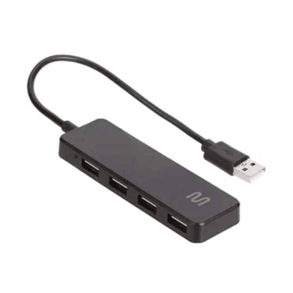 Adaptador Hub Usb 2.0 Com 4 Portas Multilaser Ac443 Preto