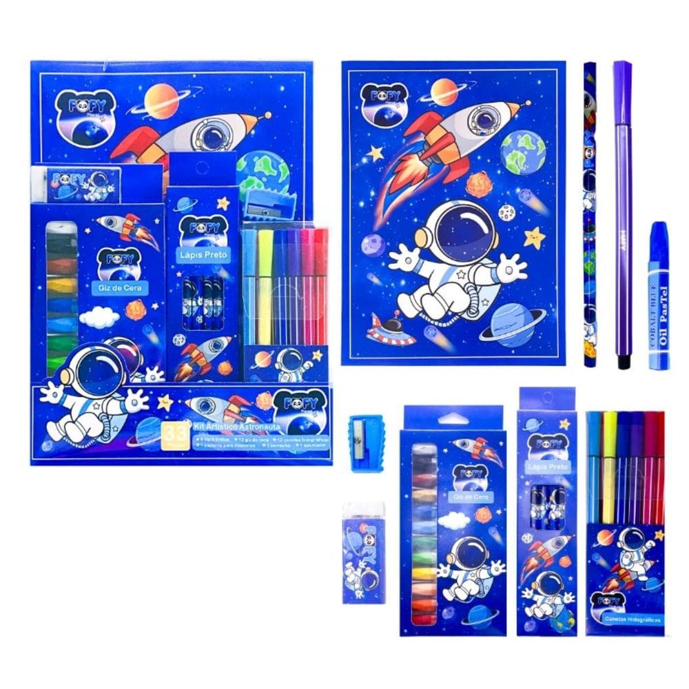 Kit Desenho Artístico Infantil Astronauta C 33 Peças - Fofy