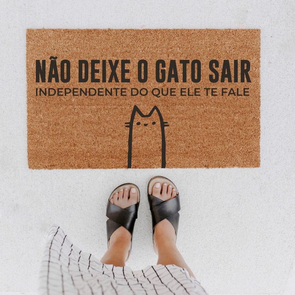 Não Deixe O Gato Sair - Capacho Em Fibra Natural 70X40