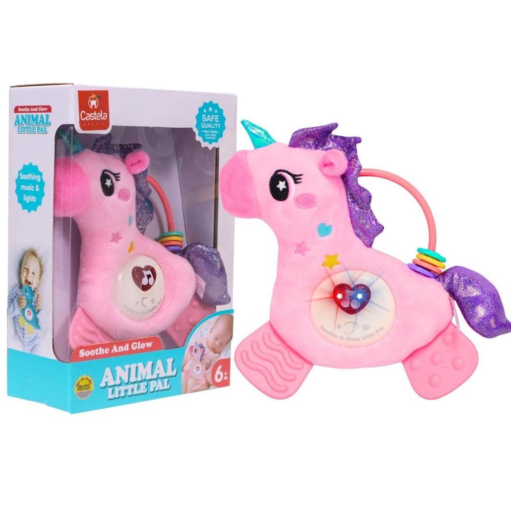 Pelúcia Unicórnio Com Mordedor Som E Luz - Castela