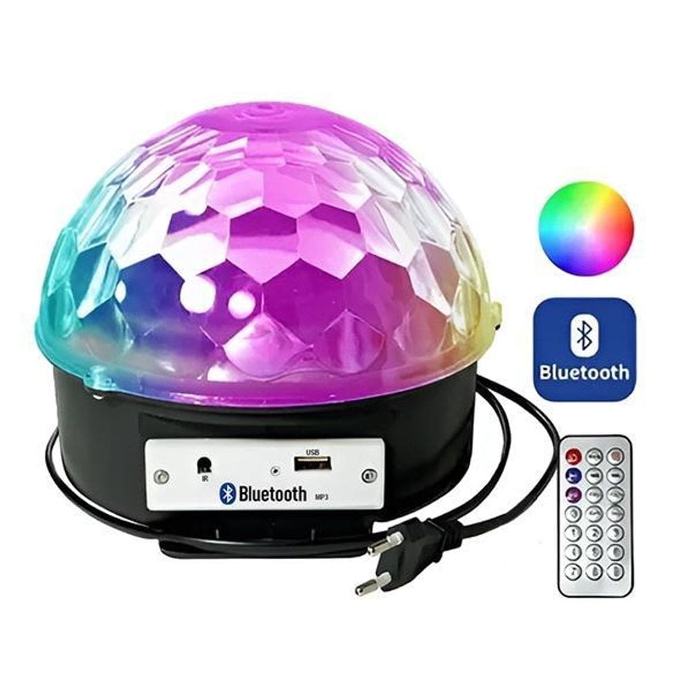 Globo De Luz Led Bola Maluca Rgb Bluetooth Com Usb E Mp3