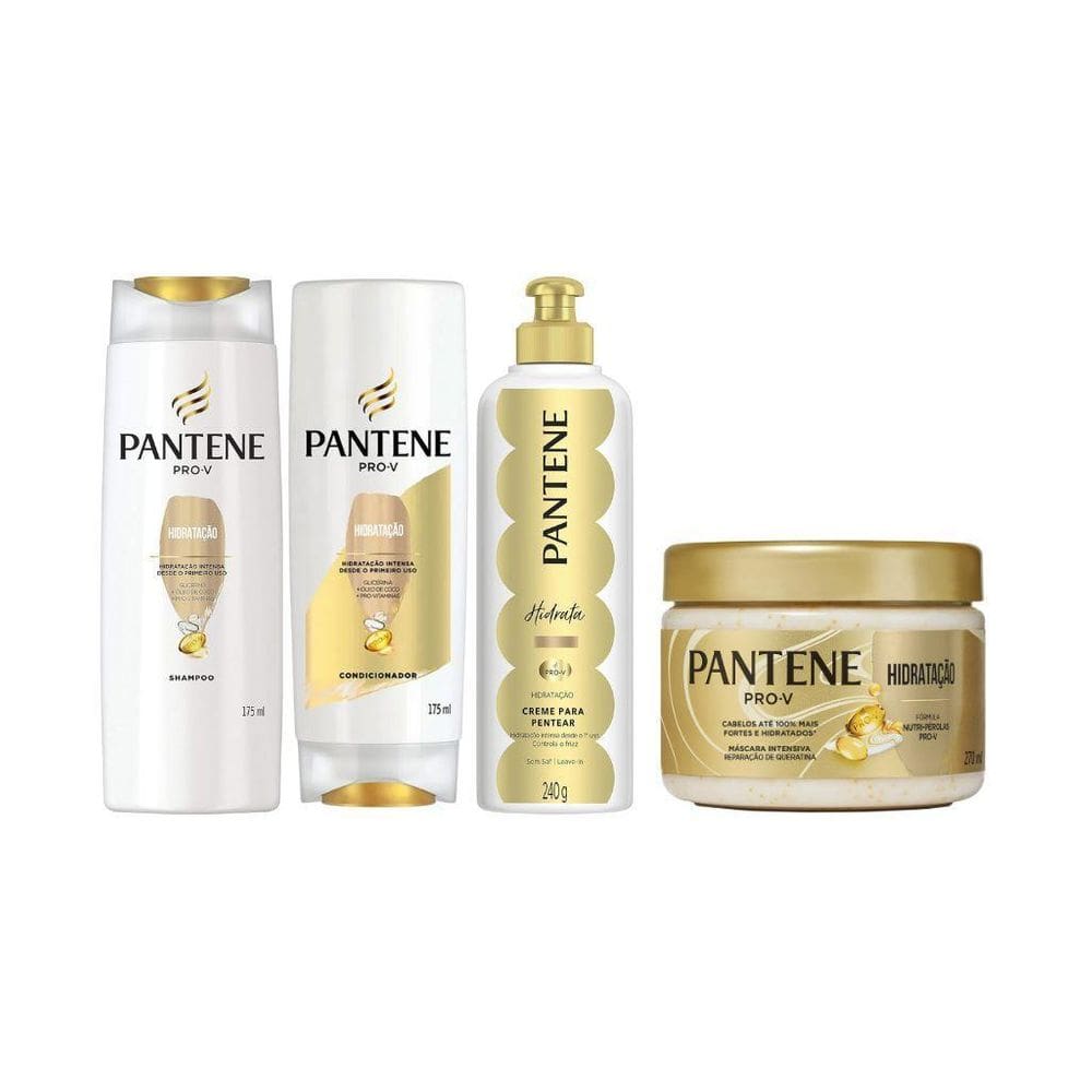 Kit Pantene Hidratação Sh 175Ml+ Cond+ Creme Pentear+ Másc