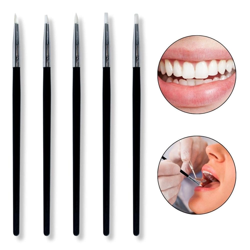Kit 5 Pincéis Silicone Odontologia Dentista Resina Modelagem