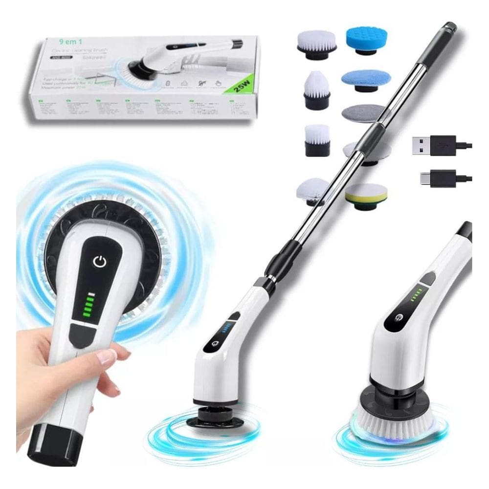 Escova De Limpeza Esfregão Mop Elétrico 9 Em 1 Giratório 360