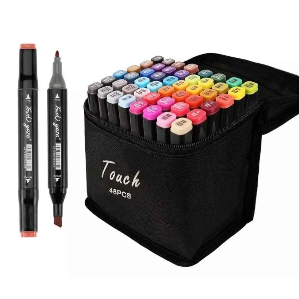 Kit Profissional Canetinhas Ponta Dupla Touch 48 1Linha