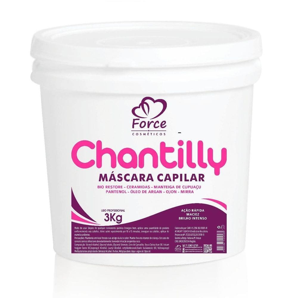 Hidratação Chantilly Máscara Capilar Profissional Balde 3Kg