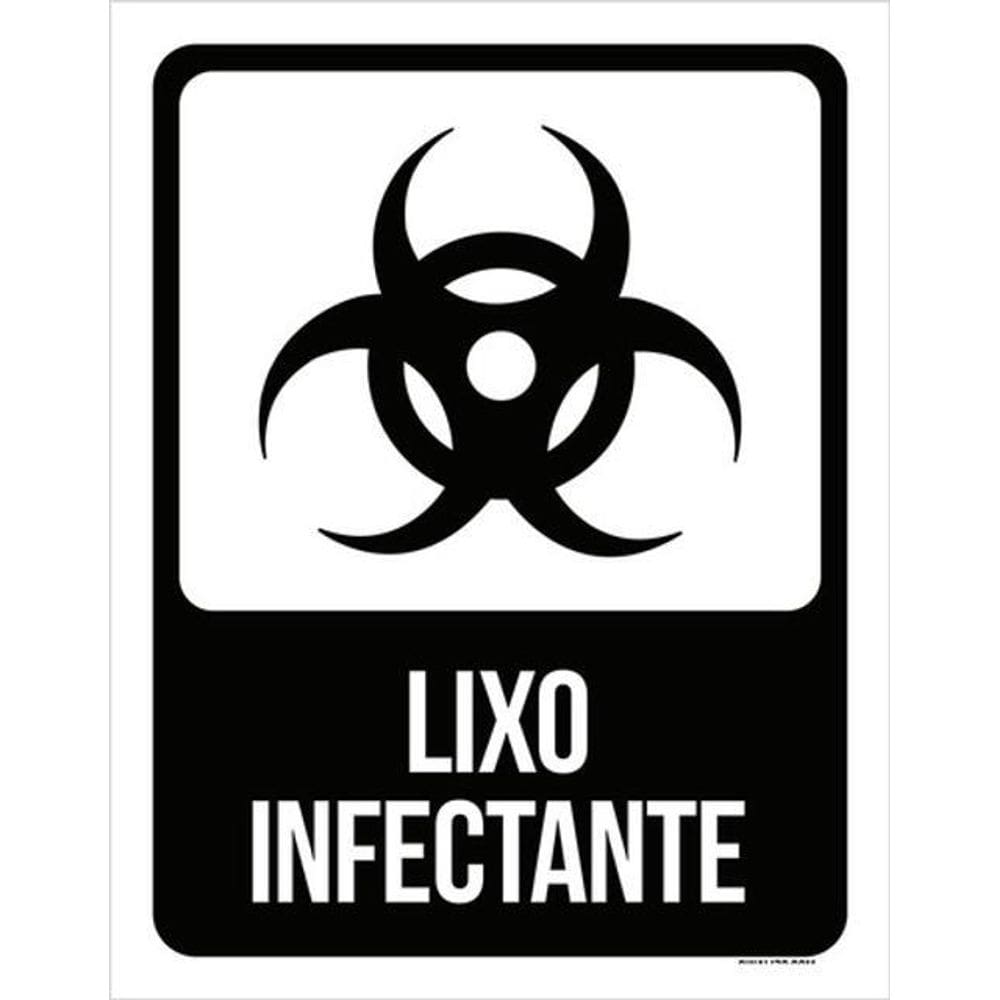 Kit 3 Placas Sinalização - Preta Lixo Infectante