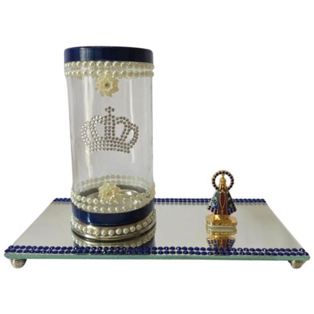 Kit Altar Porta Vela Escultura Nossa Senhora Aparecida