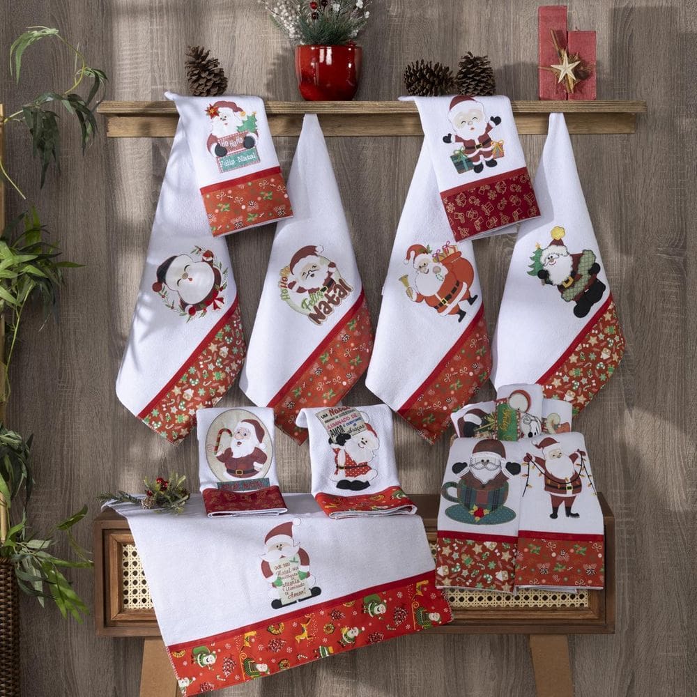 Jogo De 4 Panos De Prato Patchwork Atoalhado Natal Encantado