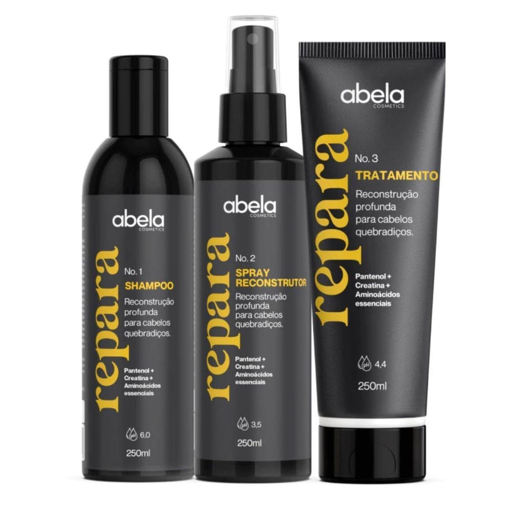 Kit Repara Linha Reconstrutora Shampoo Spray E Máscara Abela