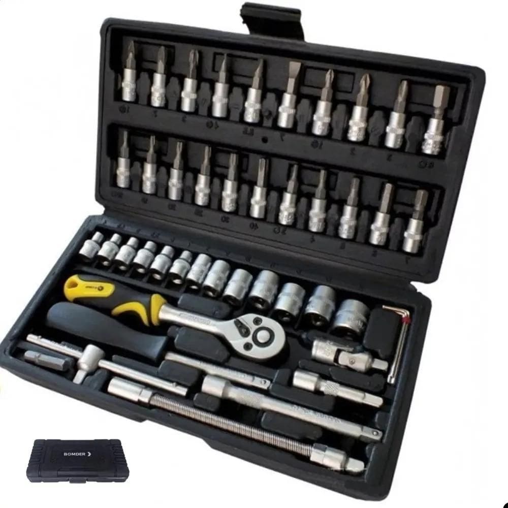 Kit Jogo Chave Catraca Canhão Ferramenta Maleta Reparar Moto