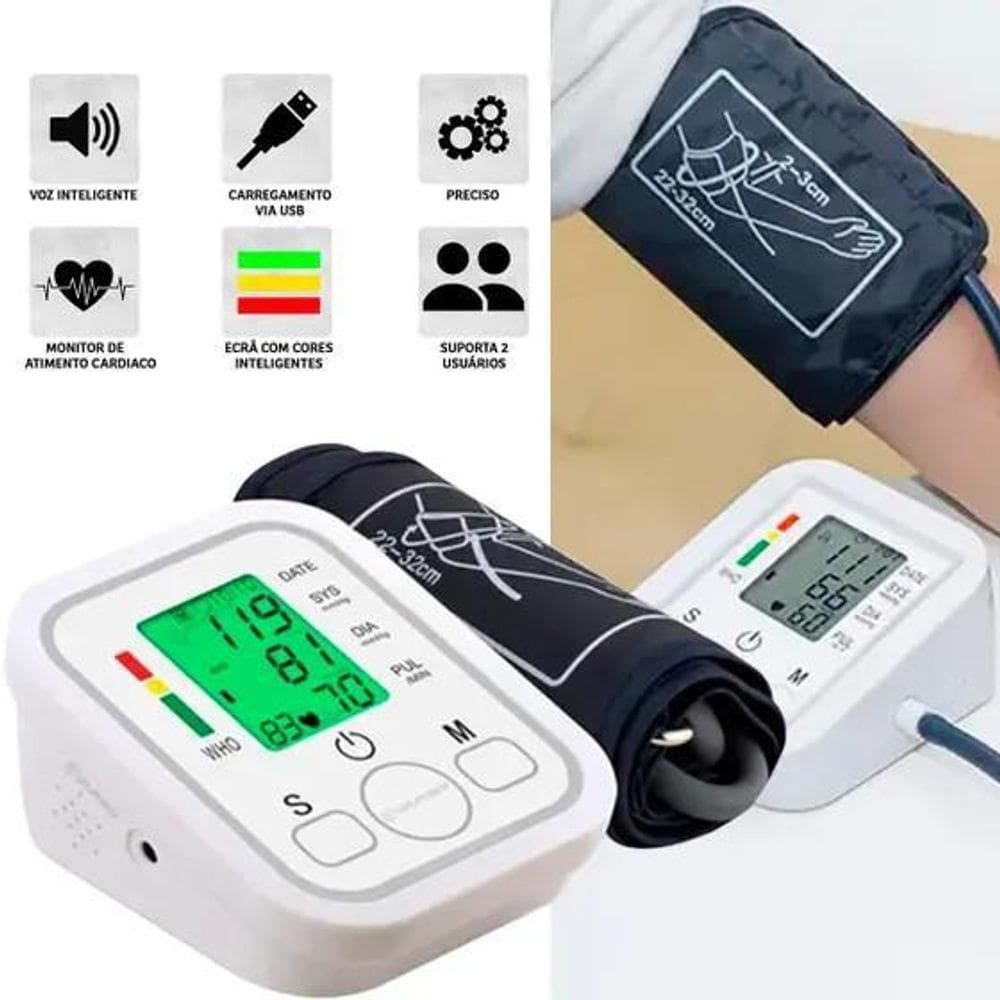 Monitor De Pressão Arterial Digital Braço Memórias Precisas