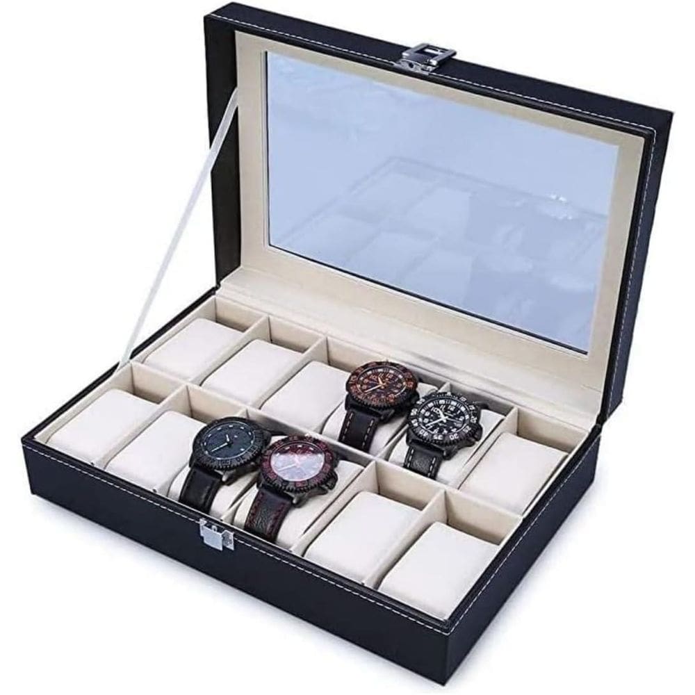 Maleta Estojo Porta Relógio P/12 Unidade Cor Preto