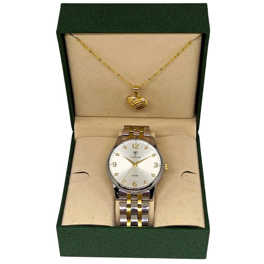 Relógio Tuguir Feminino Ref: Tg35106 Casual Bicolor + Semijoia