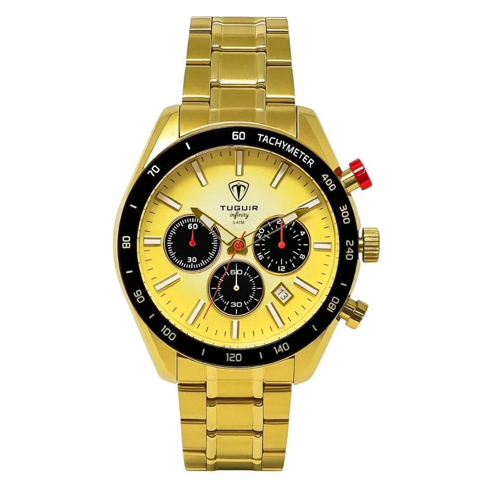 Relógio Tuguir Masculino Ref: Tgi37115 Cronógrafo Aço Dourado