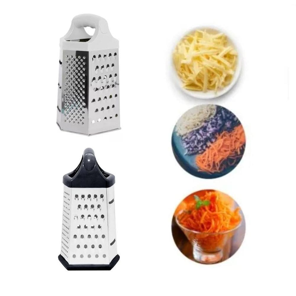 Ralador Grande Forte Inox 6 Faces Diferentes Alça Queijos