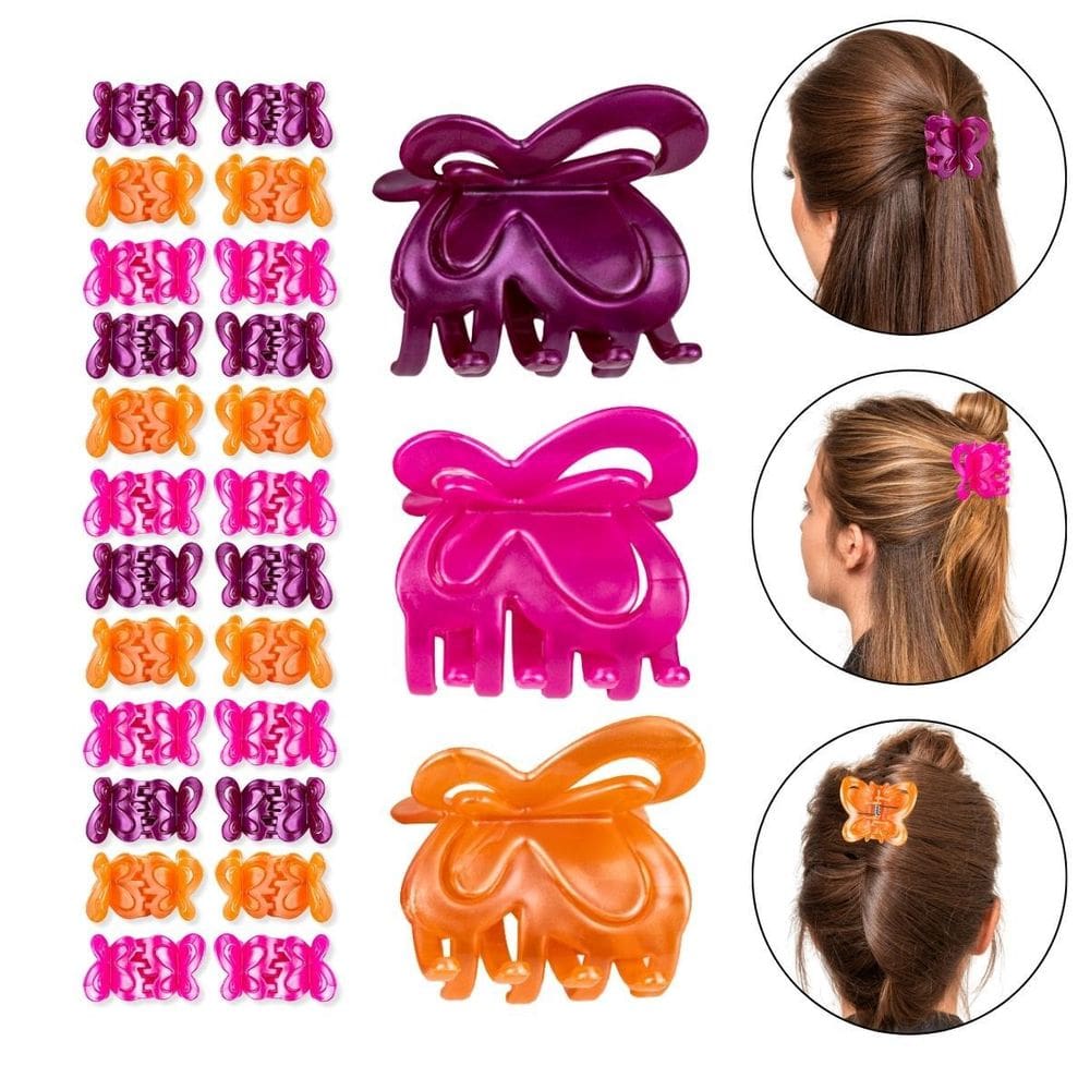 Kit 48 Presilha Cabelo Borboleta Colorida Perolada Penteado
