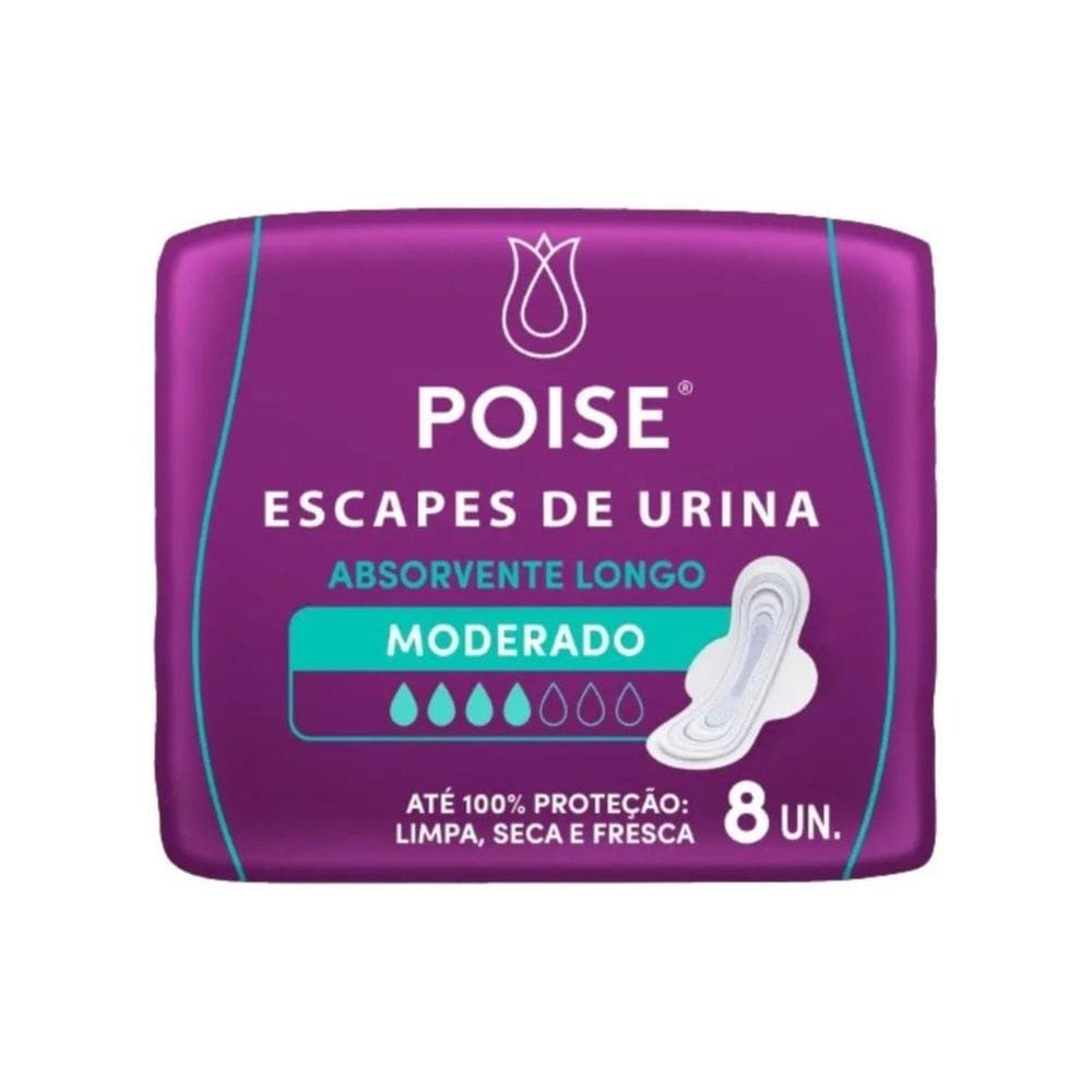 Absorvente Poise Com Abas Moderado Com 8 Unidades Longo