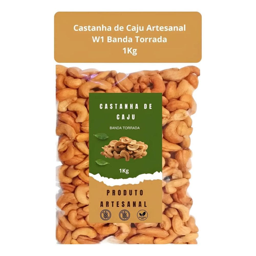 1Kg Castanha De Caju Banda Torrada Sem Sal Top Premium