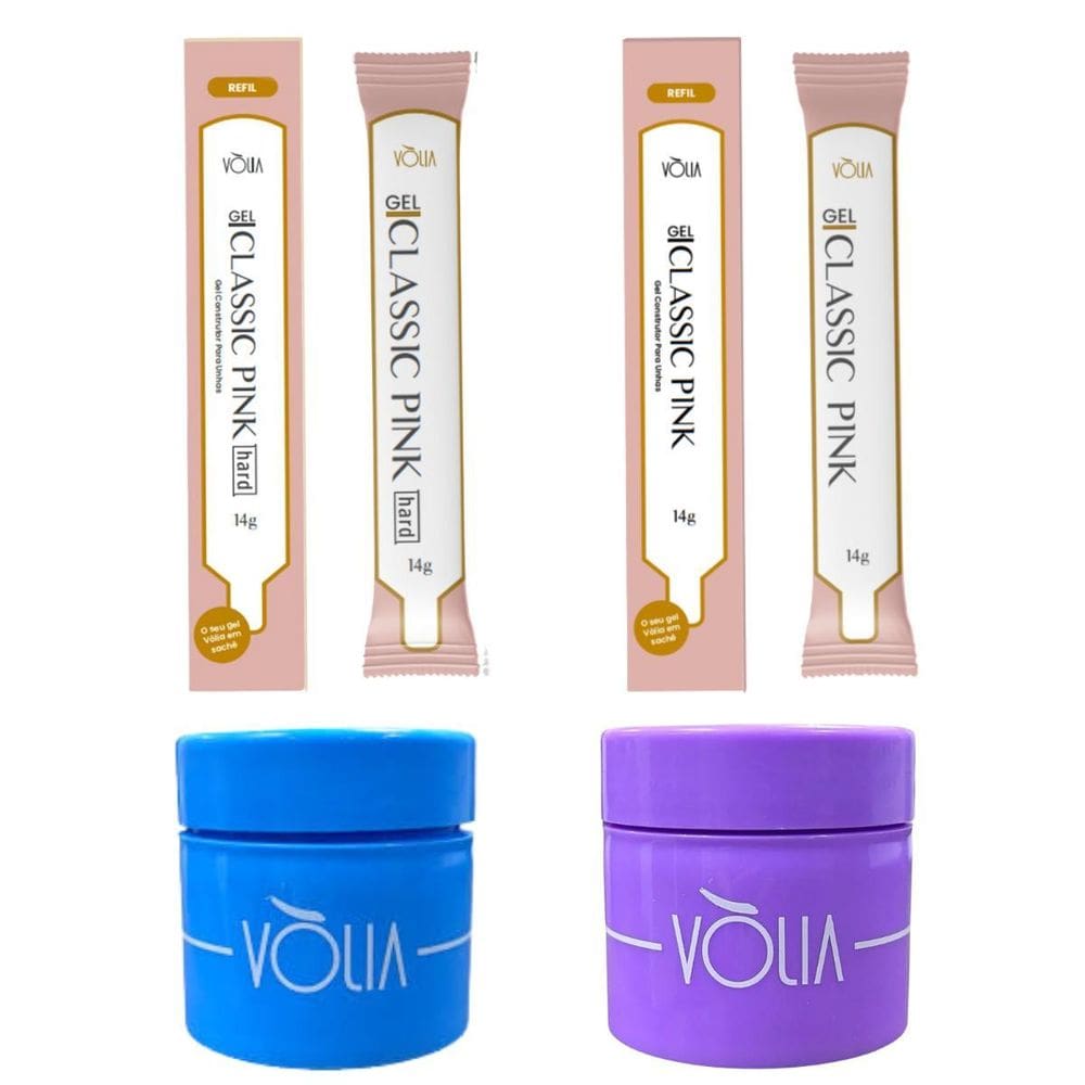 Gel Volia Pink Hard + Gel Classic Pink 14G + 2 Potes Volia
