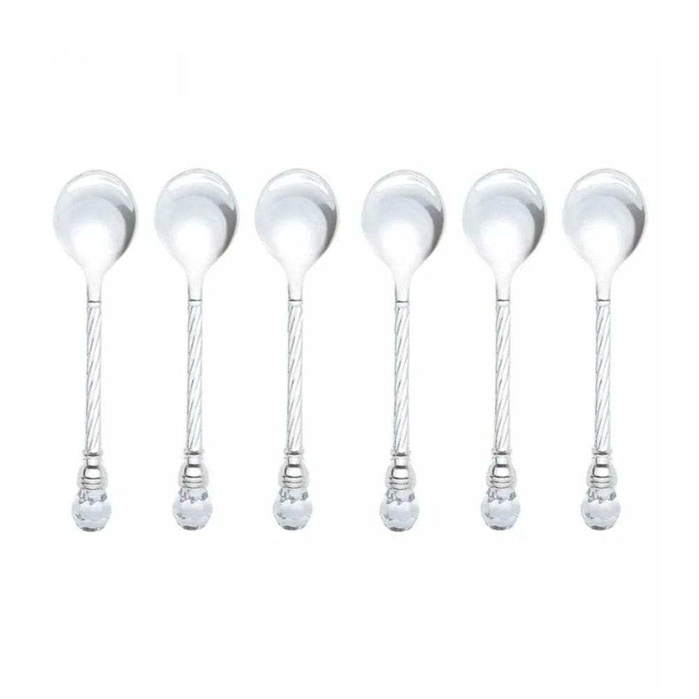 Cj 6 Colheres De Café De Zamac Niquelado Crystal 11Cm-Wolff