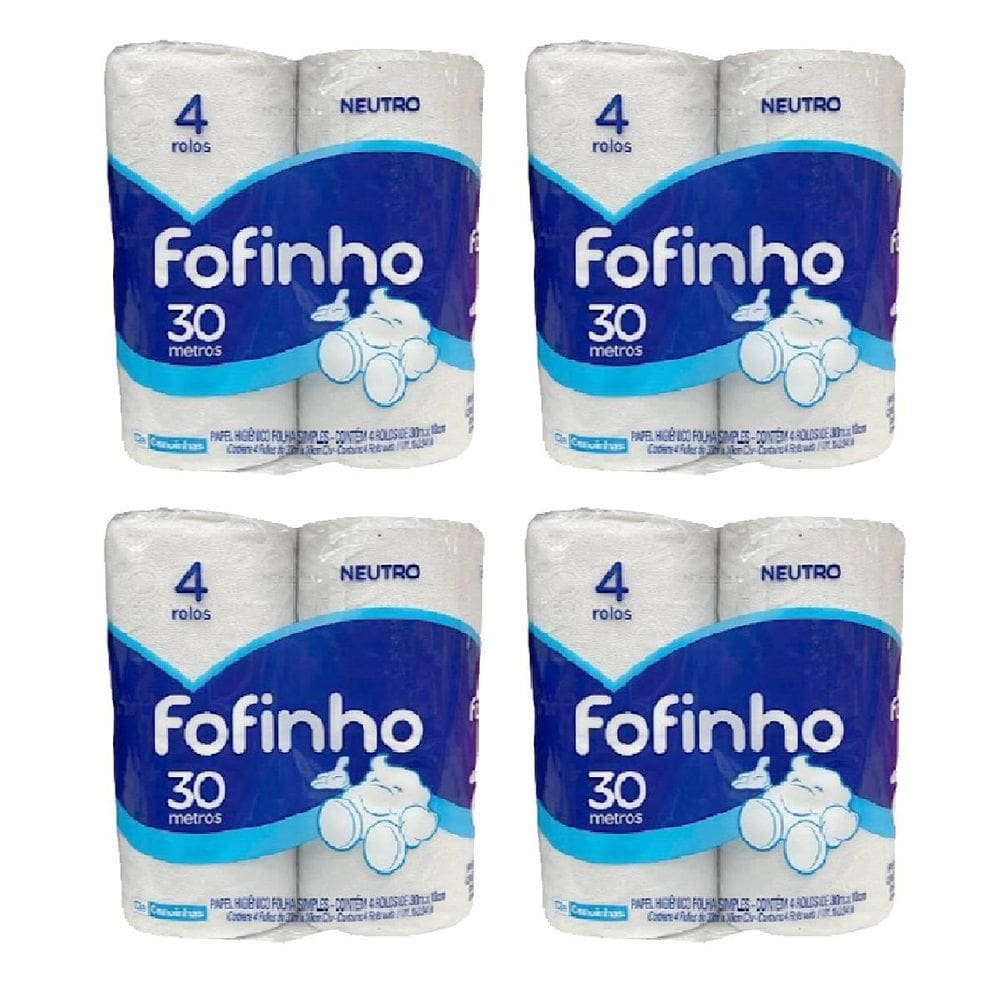 Papel Higiênico Folha Simples C/16 Rolos 30M Cada Fofinho