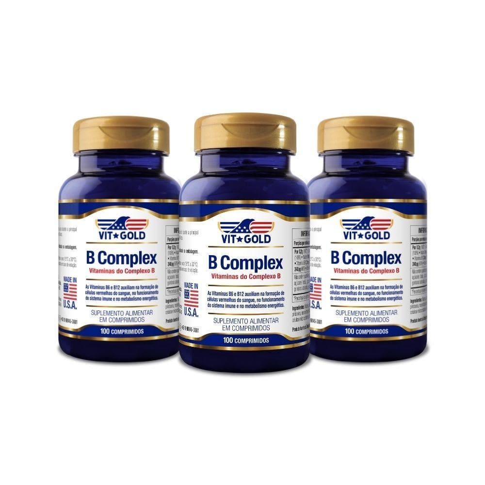 Complexo B  Vitaminas Do Complexo B  Vitgold Kit3X 100 Comp.