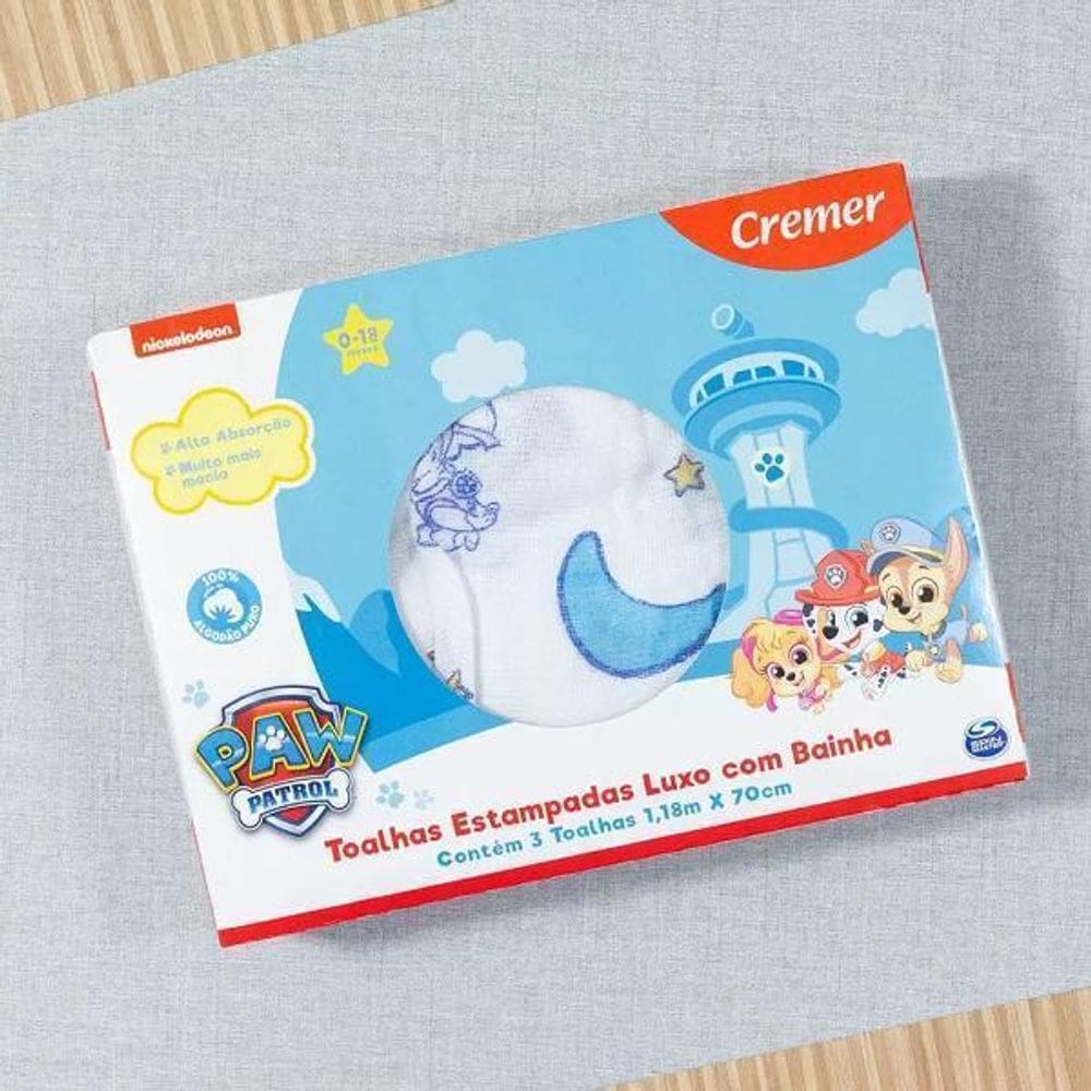 Kit 3 Toalha Fralda Cremer Luxo Patrulha Canina