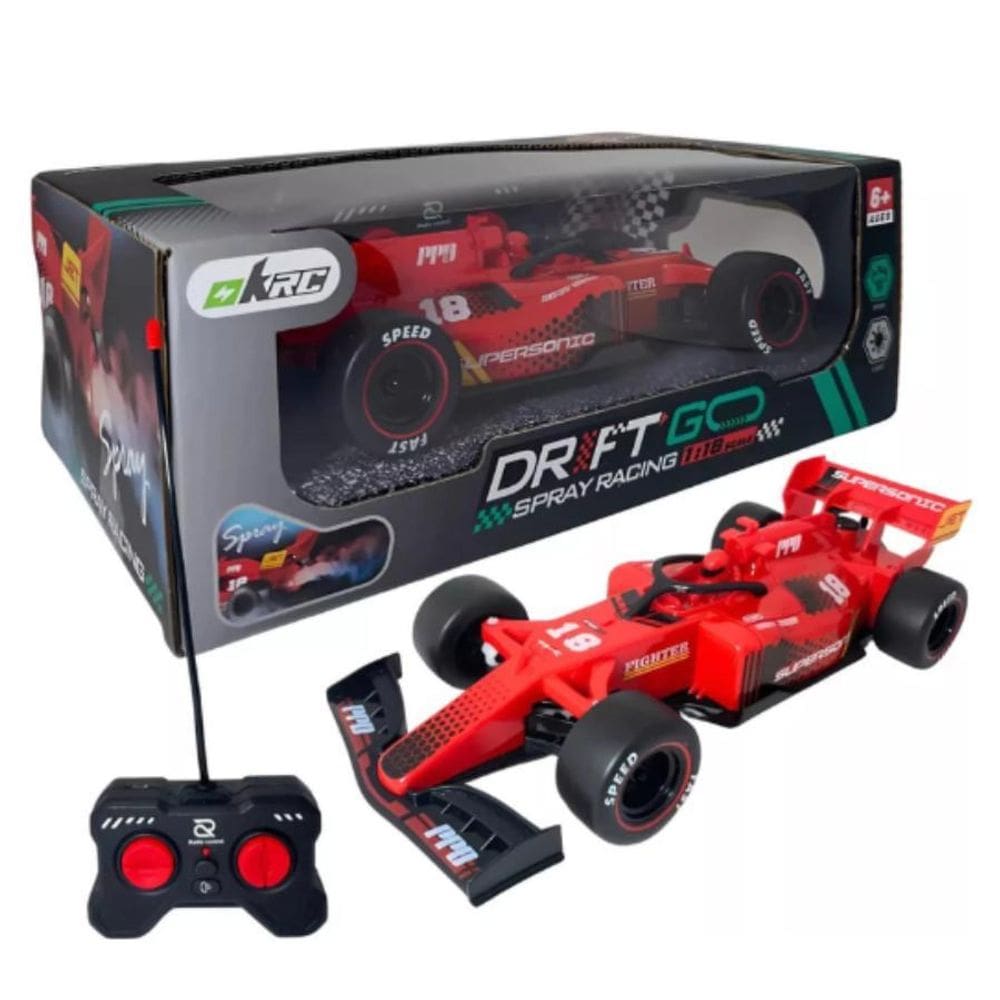 Carrinho Controle Remoto F1 Bateria Solta Fumaça - Vermelho