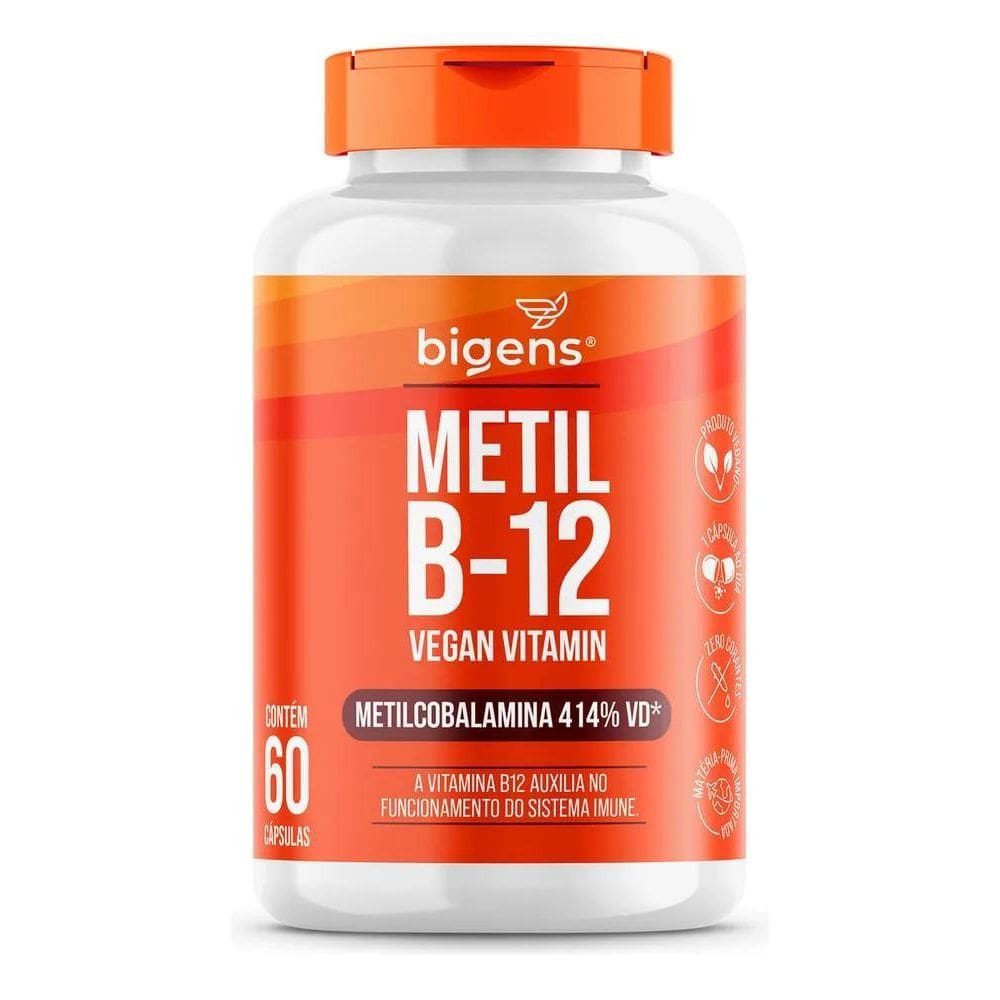 2X Metil B12 Vegana, Vitamina Metilcobalamina 60Caps Bigens