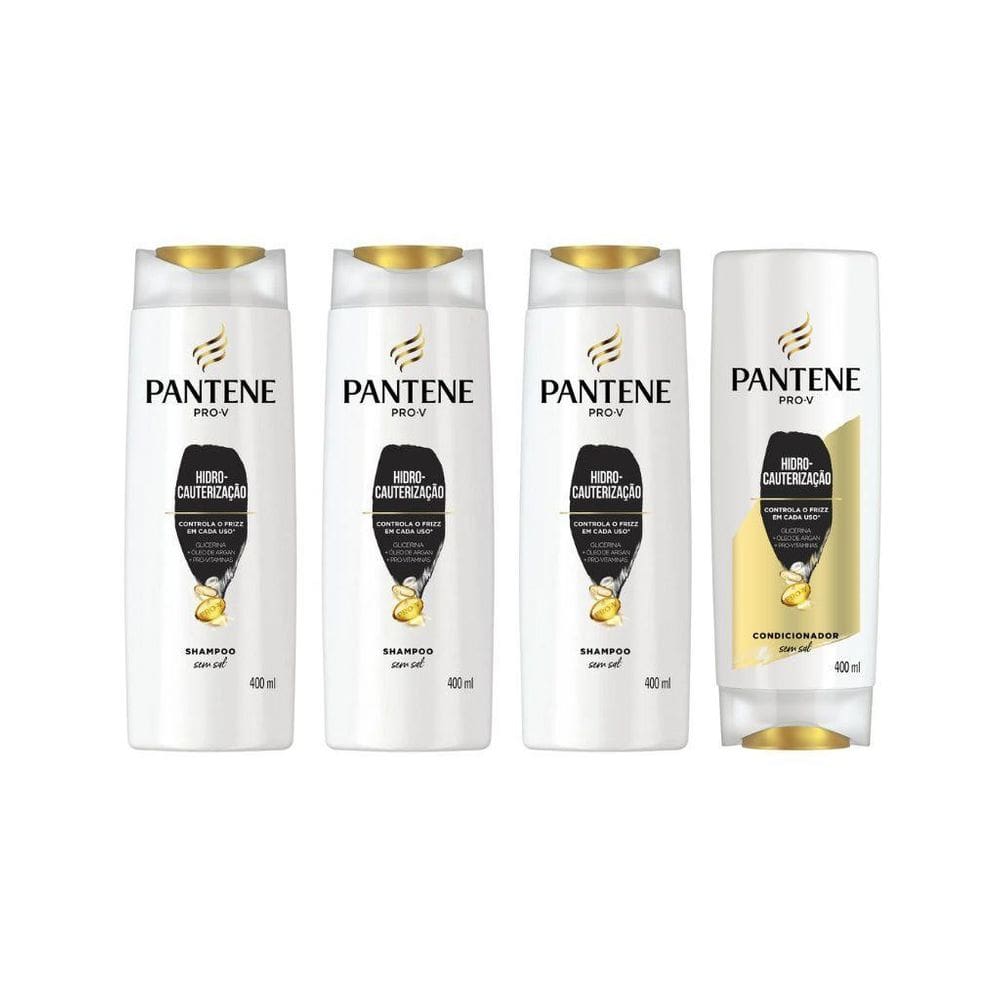 Kit Pantene Hidro Cauterização 3 Shampoo 400Ml+ 1 Cond 400Ml