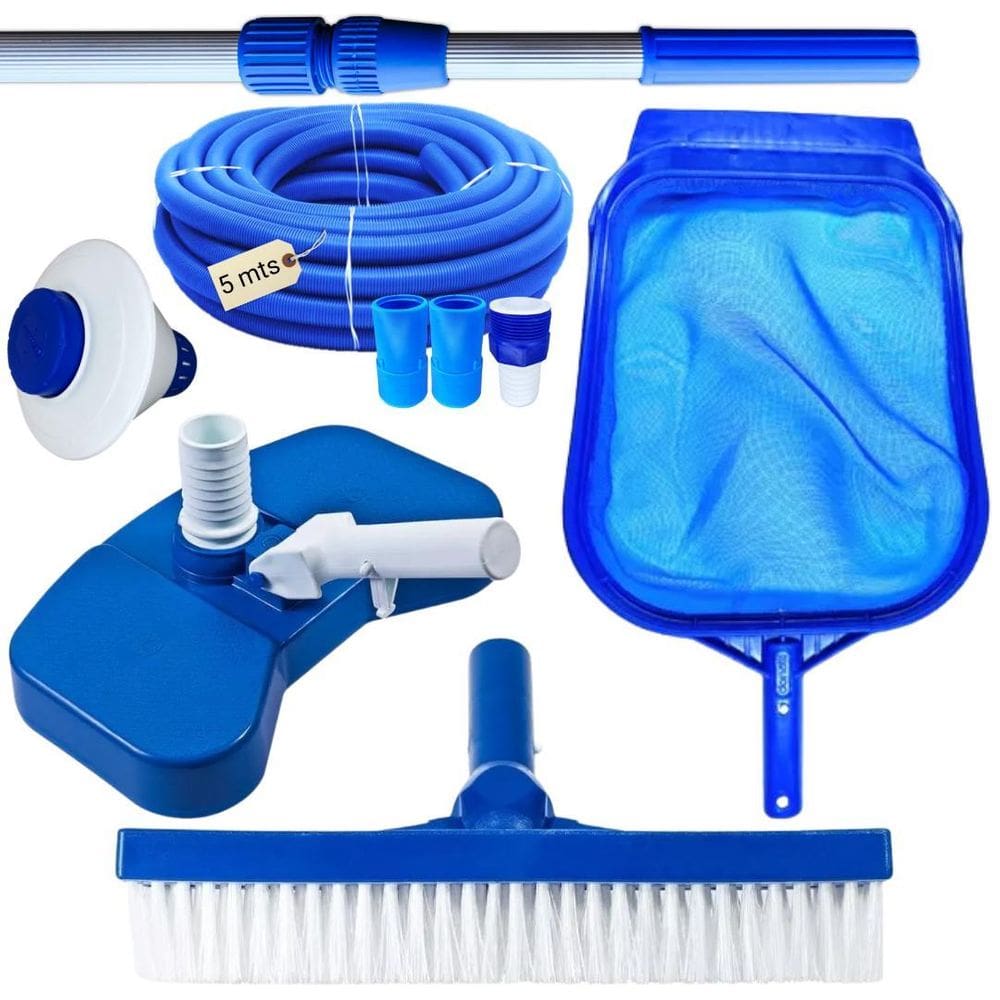 Kit Limpeza Piscina Mangueira Ecológica 5M Cabo 2Mt Clorador