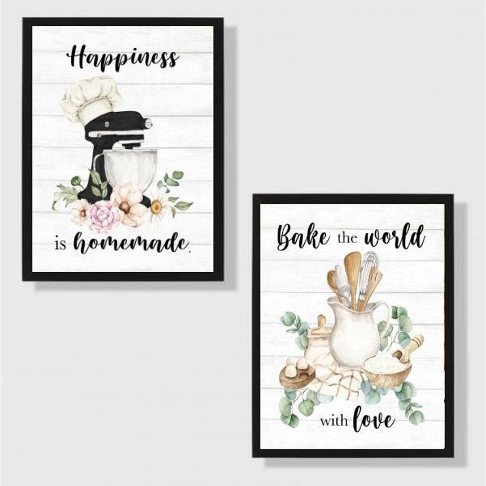 Kit 2 Quadros Cozinha Provençal - Confeitaria 33X24Cm Vidro