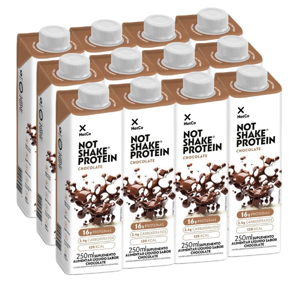 Kit Com 12Und Not Shake Protein 16G Chocolate 250Ml