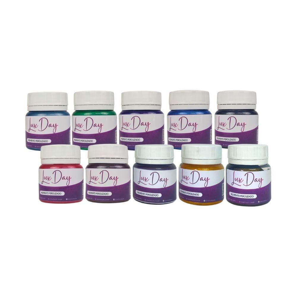 Kit Pigmentos Perolizados Luxday Hazzin Com 10 Cores 25G