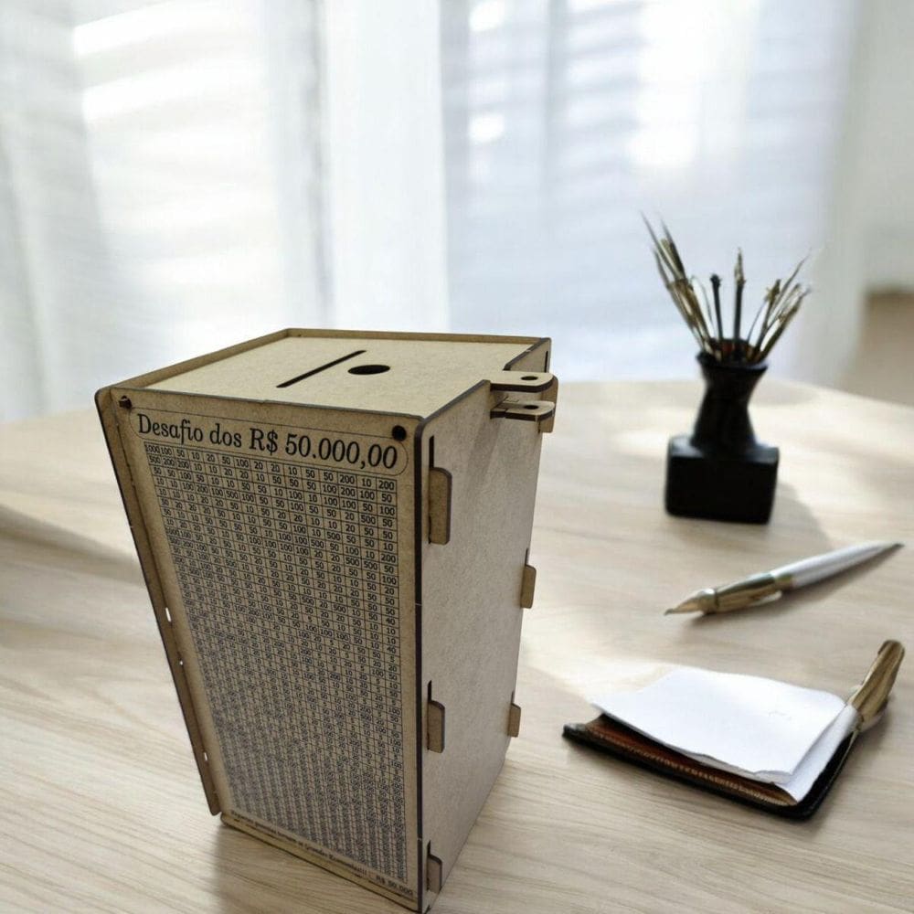 Cofre Guardar Dinheiro Woodbox Japones Kakebo Desafio 50 Mil
