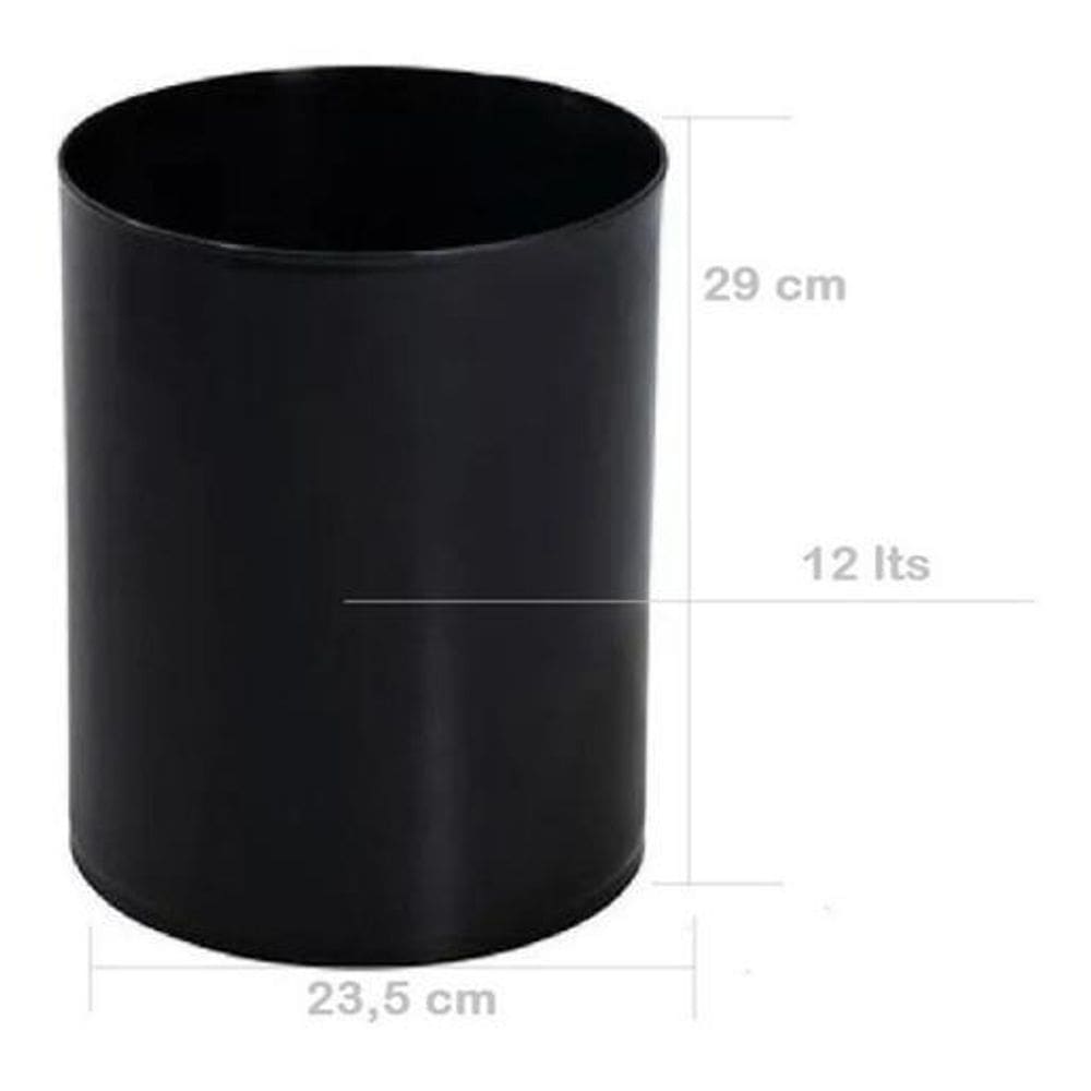 Cesto Lixeira 12 Litros Preta Para Escritorio Plastico 29Cm