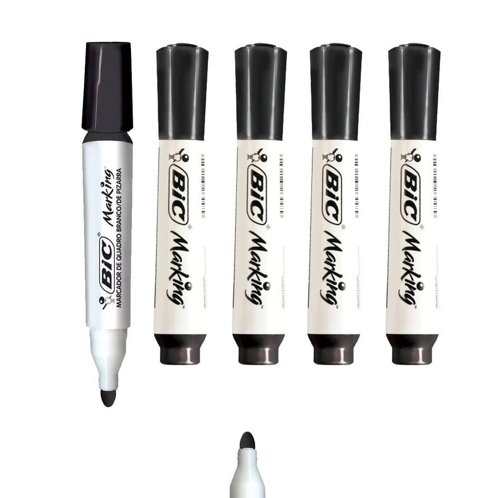 Caneta Marcadora Bic Marking Preta Para Quadro Branco Kit 5