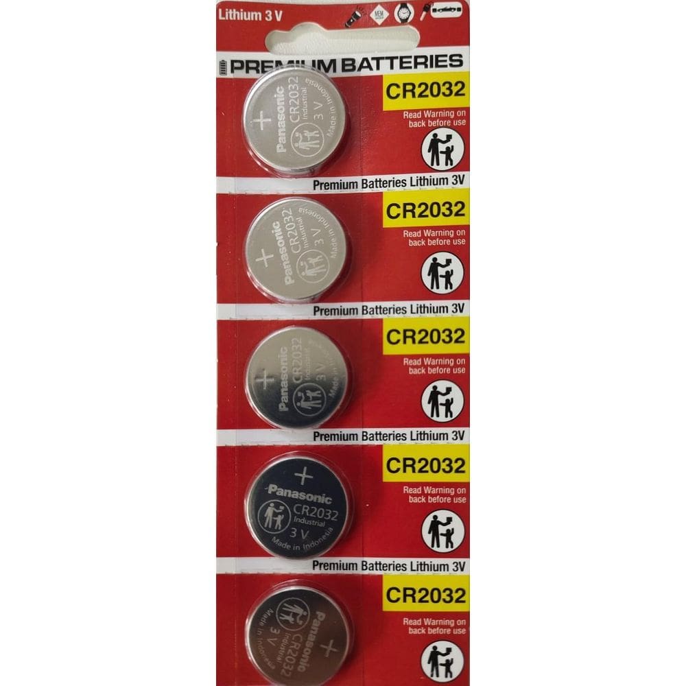 Kit Com 5 Cartelas De Bateria Cr2032 3V Panasonic C/5 Unid