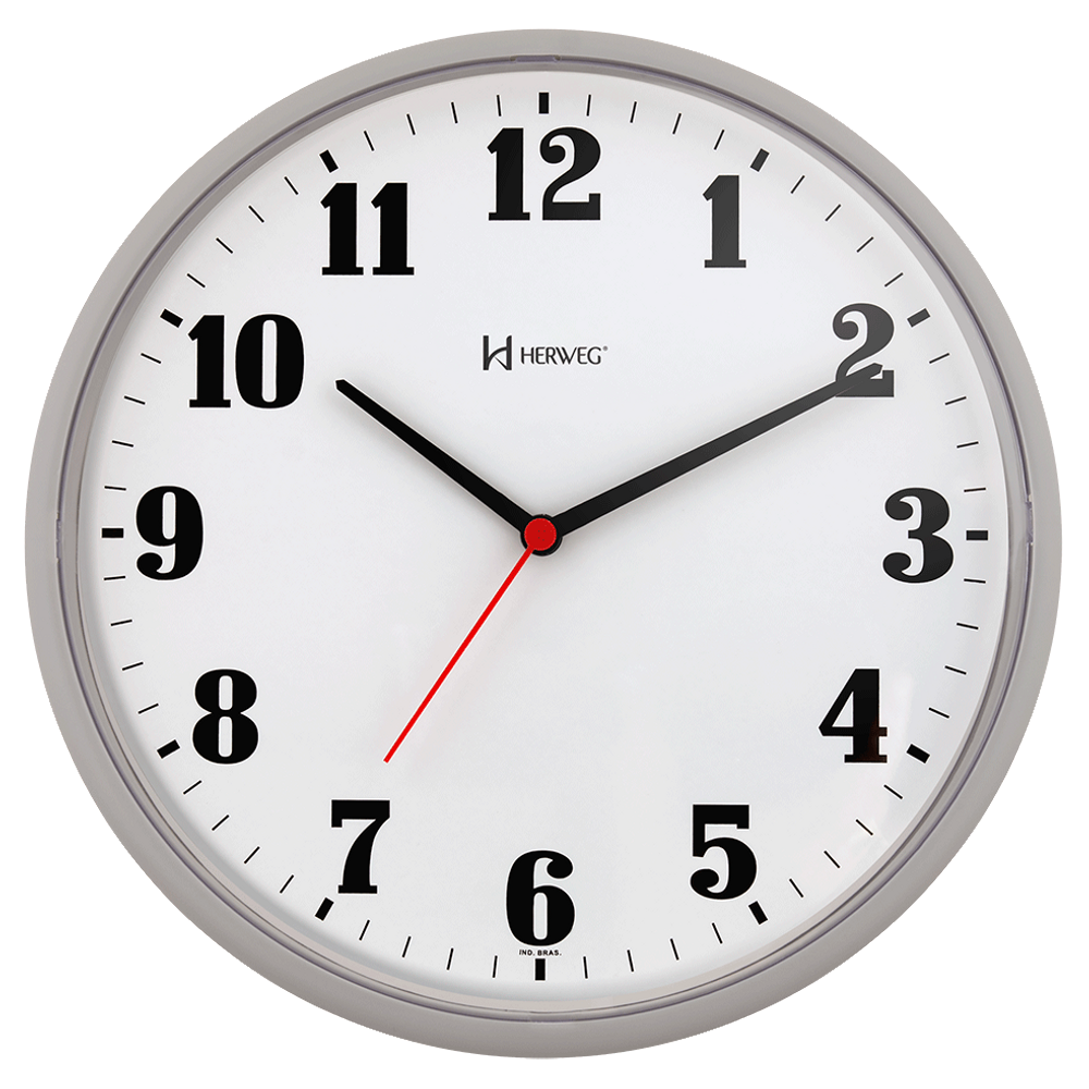 Relógio de Parede 26 cm Cinza analógico tic-tac Herweg