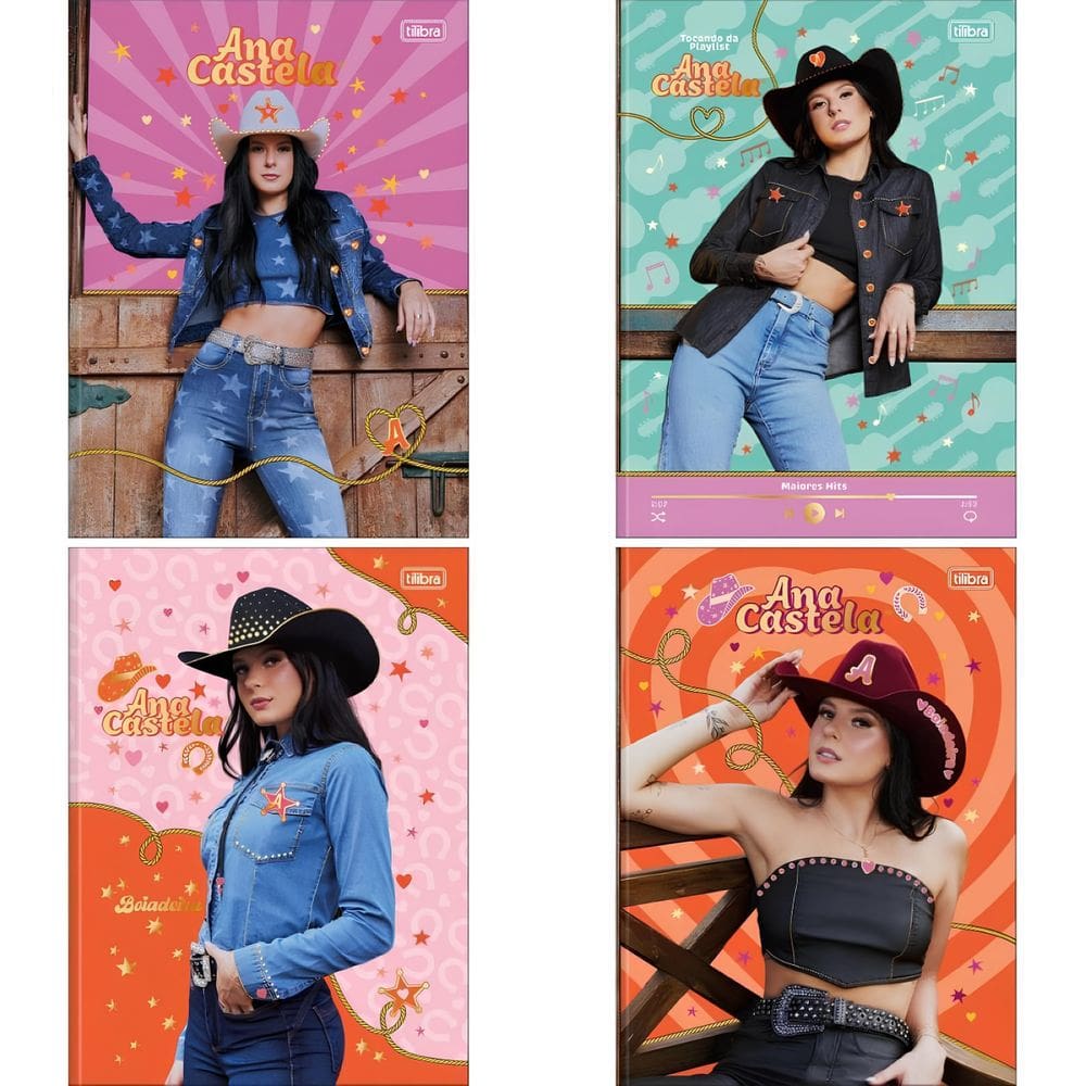 Caderno Brochurão Ana Castela 1 Matéria 80 Fls Com Adesivos