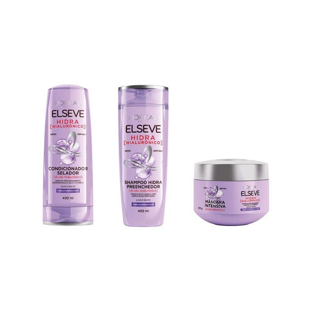 Kit Elseve Hidra Hialuronico 1 Cond+1 Sh+1 Creme Trat 300G