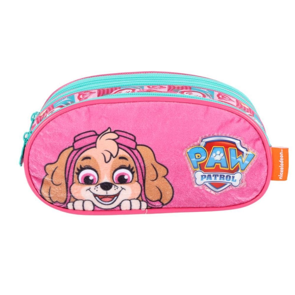 Estojo Patrulha Canina Triplo Paw Patrol Aveludada Sky Rosa