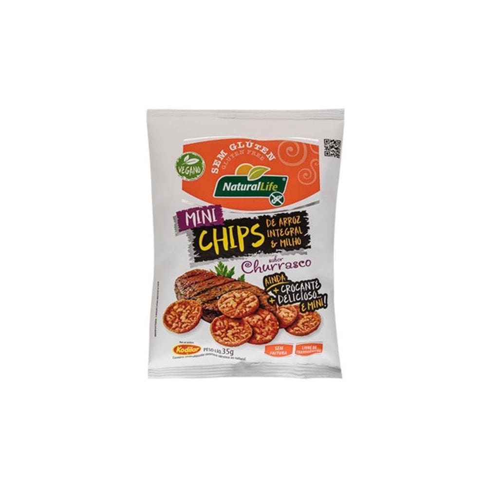 Mini Chips Arroz I Milho Churrasco S/ Gluten Kodilar 12X35G