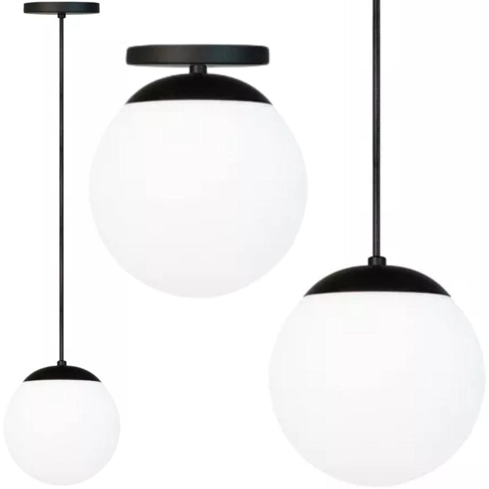 Luminária Lustre Pendente 215Cm Jabuticaba Globo Vidro 15Cm