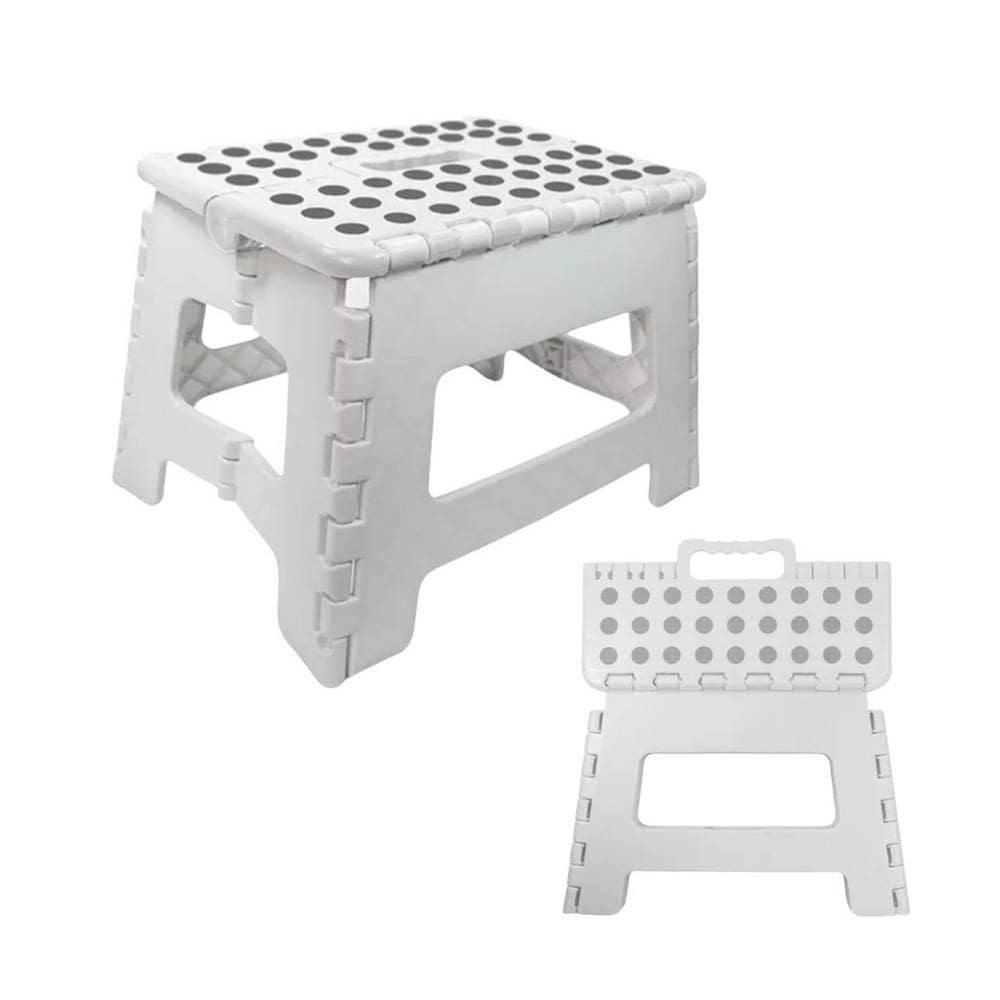 Banqueta Retrátil Branca Banquinho Dobrável Até 150 Kilos