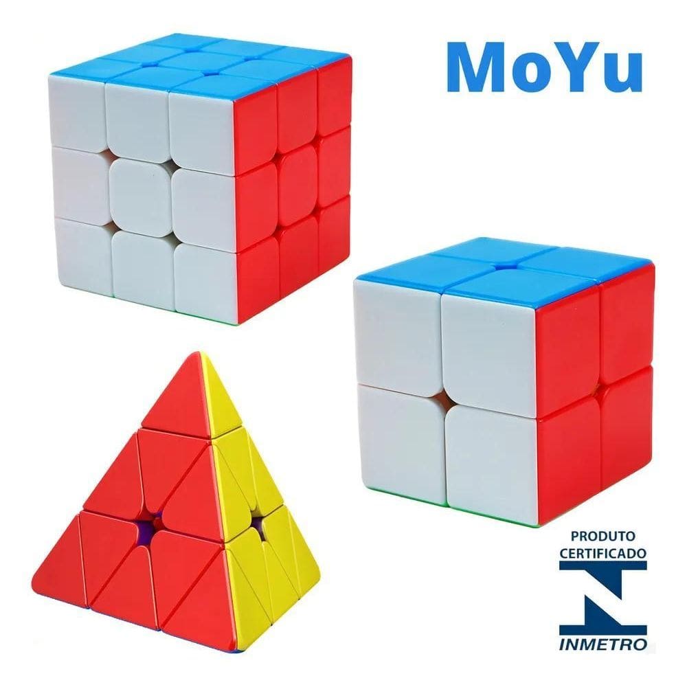 Kit 3 Cubo Mágico 2X2 3X3 E Pirâmide Profissional Puzzle Cor