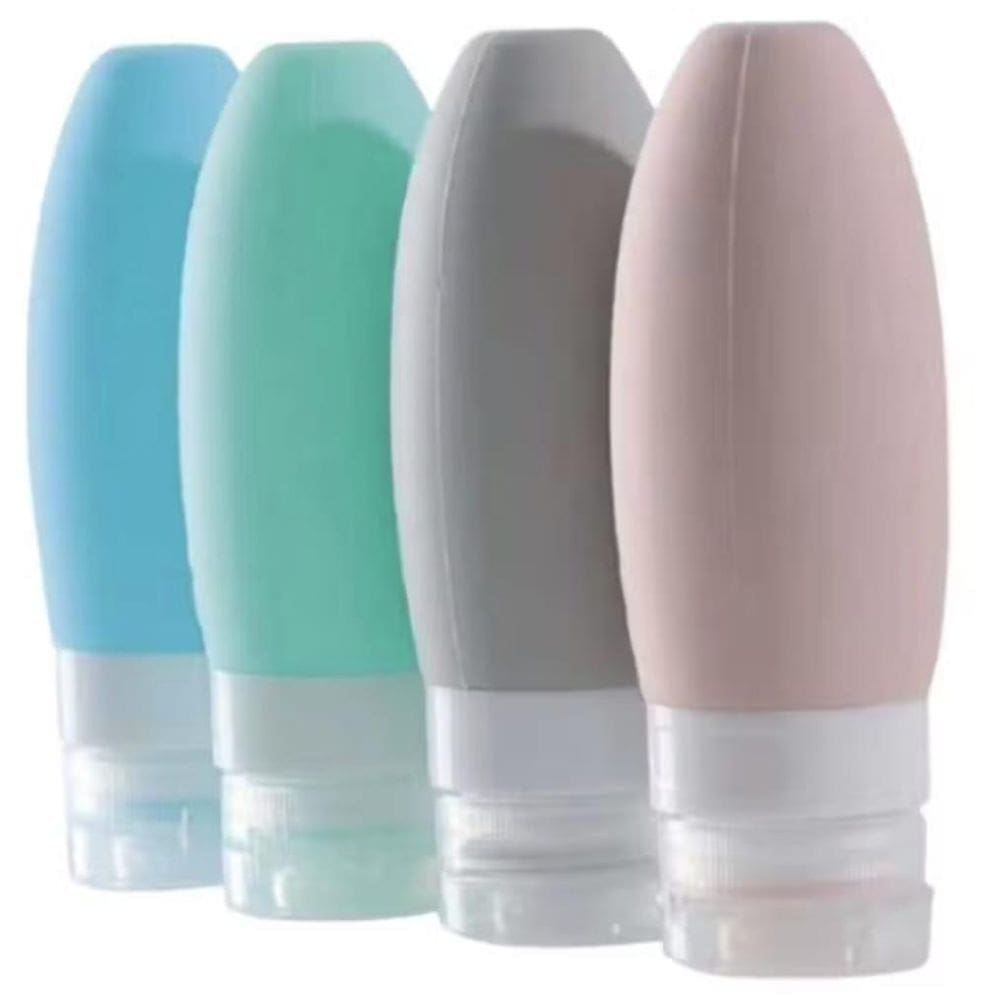 Kit 4 Frascos 90Ml Silicone Viagem Portatil Shampoo Creme
