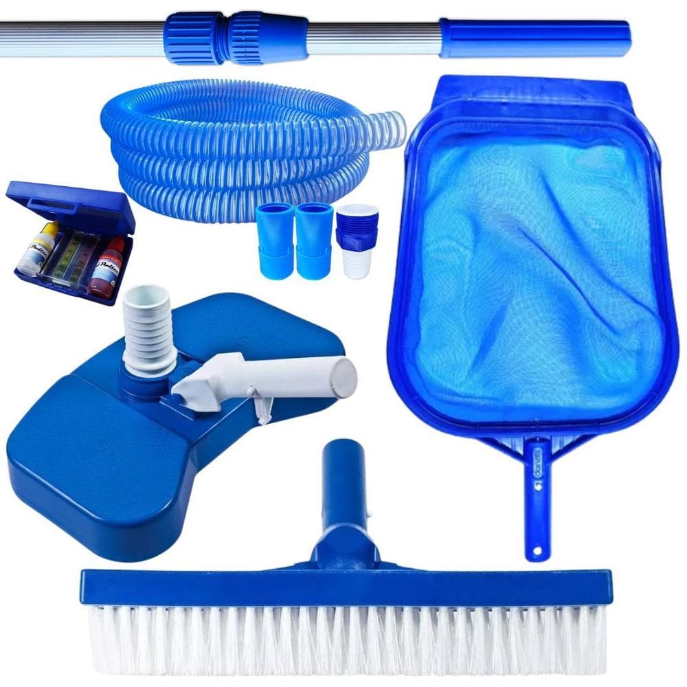 Kit Limpeza Piscinas Mangueira Silicone 6Mt Cabo 2Mt Estojo